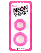 Anillos Neon Stretchy Silicone Cock Ring Set Pink - Cake Sex Shop